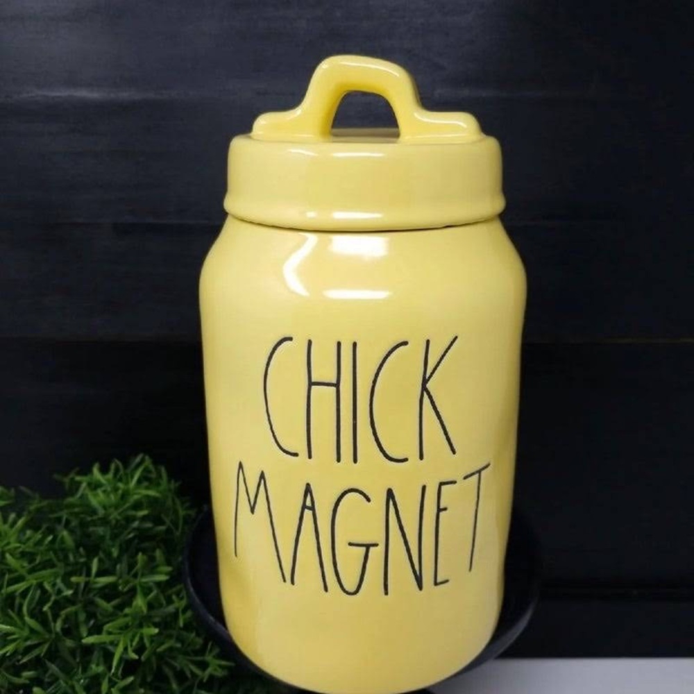 Rae Dunn Artisan Collection by Magenta Chick Magnet Yellow Slim Canister Easter